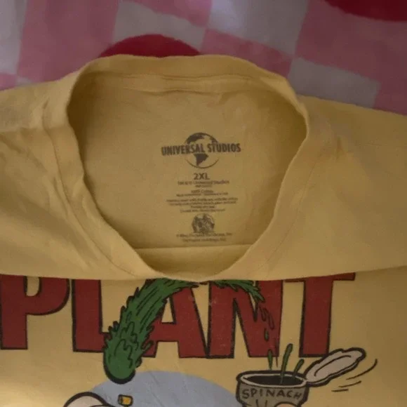Classic Universal Studios Popeye Yellow Graphic Men's Cotton 2XL T-Shirt